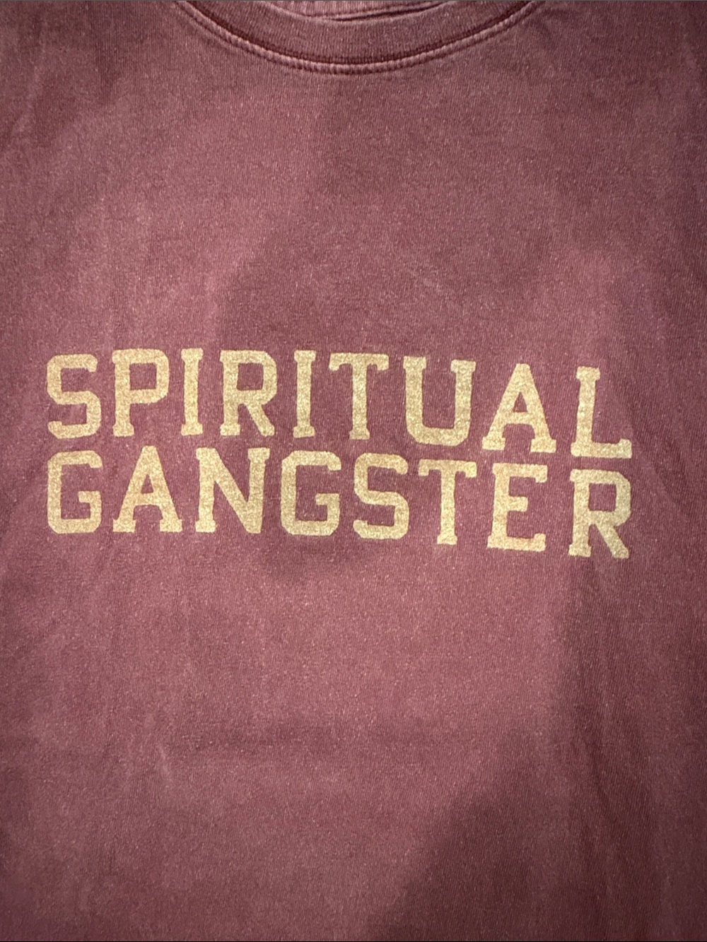 Spiritual Gangster woman Sleeveless Logo Tank - Burgundy with Tan Print - Picture 3 of 9